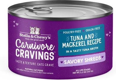 Stella & Chewy's Carnivore Cravings Savory Shreds Tuna & Mackerel Dinner in Broth Wet Cat Food