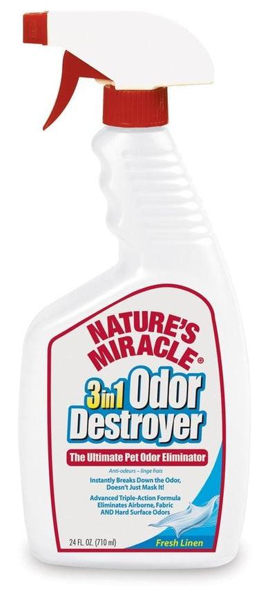 Natures Miracle 3In1 Odor Destroyer Fresh Linen Scent Trigger Spray for Dogs
