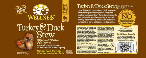 Wellness Grain Free Natural Turkey and Duck Stew with Sweet Potato and Cranberries Wet Canned Dog Food