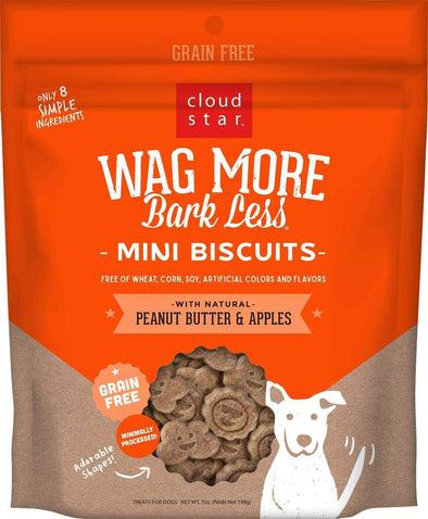 Cloudstar Wag More Bark Less Grain-Free Oven Baked Peanut Butter & Apples Mini Biscuits Dog Treats