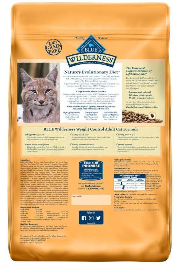 Blue Buffalo Wilderness Grain Free Weight Control Chicken Recipe  Dry Cat Food