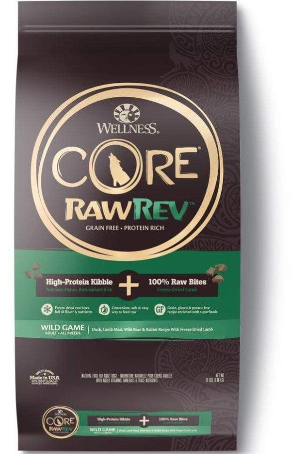 Wellness CORE RawRev Natural Grain Free Wild Game Duck, Lamb, Wild Boar & Rabbit with Freeze Dried Lamb Dry Dog Food