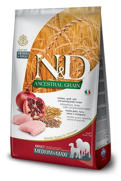 Farmina N&D Natural & Delicious Ancestral Grain Chicken & Pomegranate Medium & Maxi Adult Light Dry Dog Food