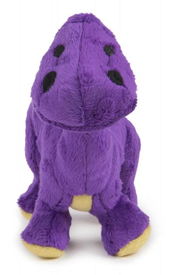 Go Dog Dinos Bruto with Chew Guard Technology Durable Plush Squeaker Dog Toy Purple