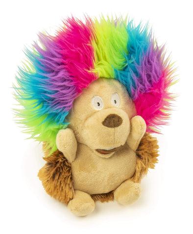 goDog Silent Squeak Crazy Hairs Hedgehog with Chew Guard Technology Durable Plush Dog Toy