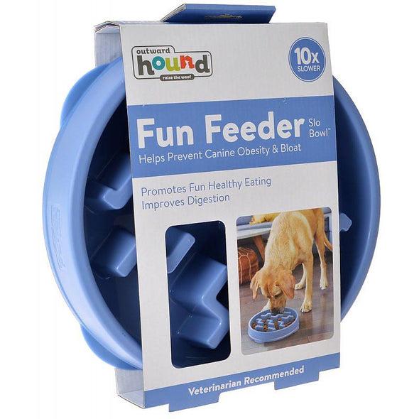 Outward Hound Fun Feeder Slo Dog Bowl-Blue for Dogs