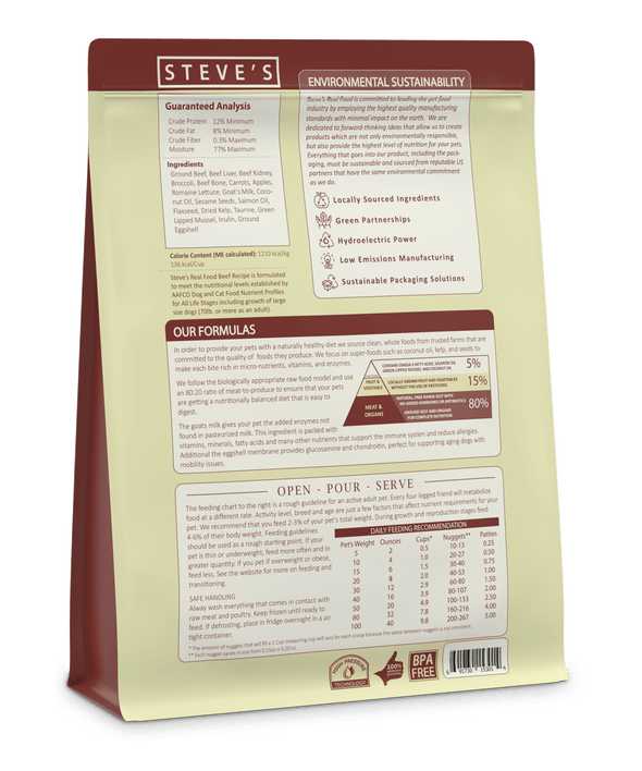 Steve's Real Food Raw Frozen Beef Diet Food for Dogs & Cats