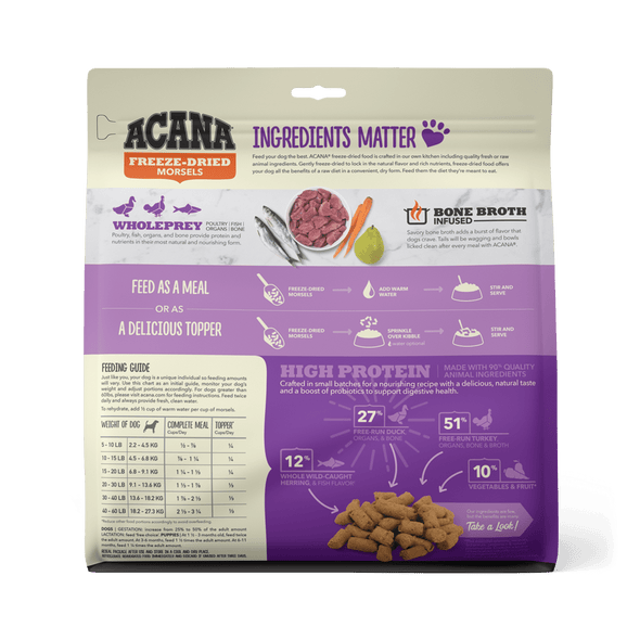 Acana Freeze-Dried Food Duck Recipe Morsels for Dogs