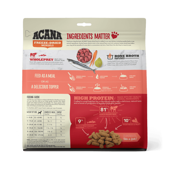 Acana Freeze-Dried Food Ranch-Raised Beef Recipe Morsels for Dogs