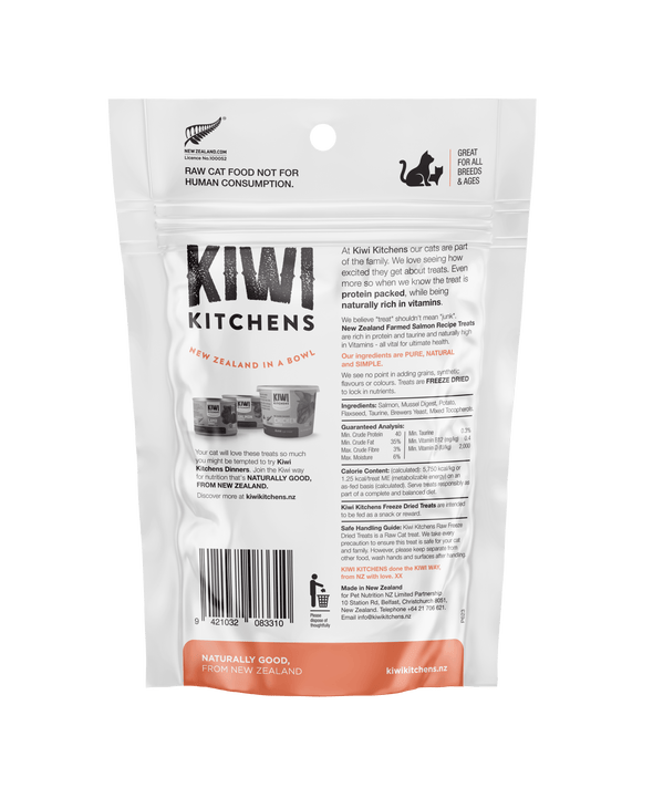 Kiwi Kitchens Raw Freeze Dried Salmon Recipe Treats for Cats