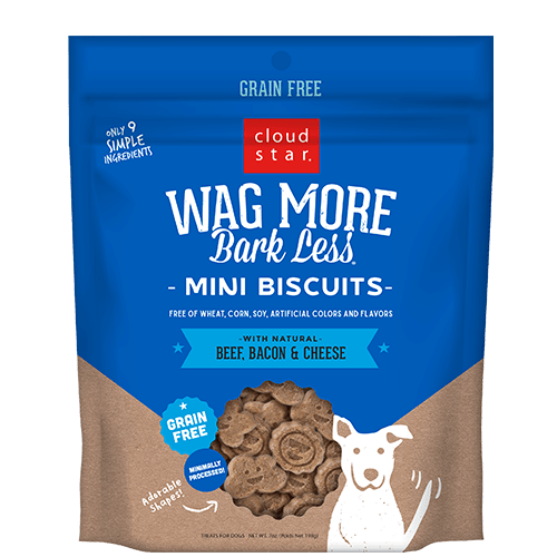 Cloud Star Wag More Bark Less Oven Baked Mini-Biscuits Beef Bacon & Cheese
