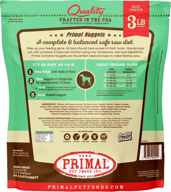 Primal Raw Frozen Chicken Formula For Dogs
